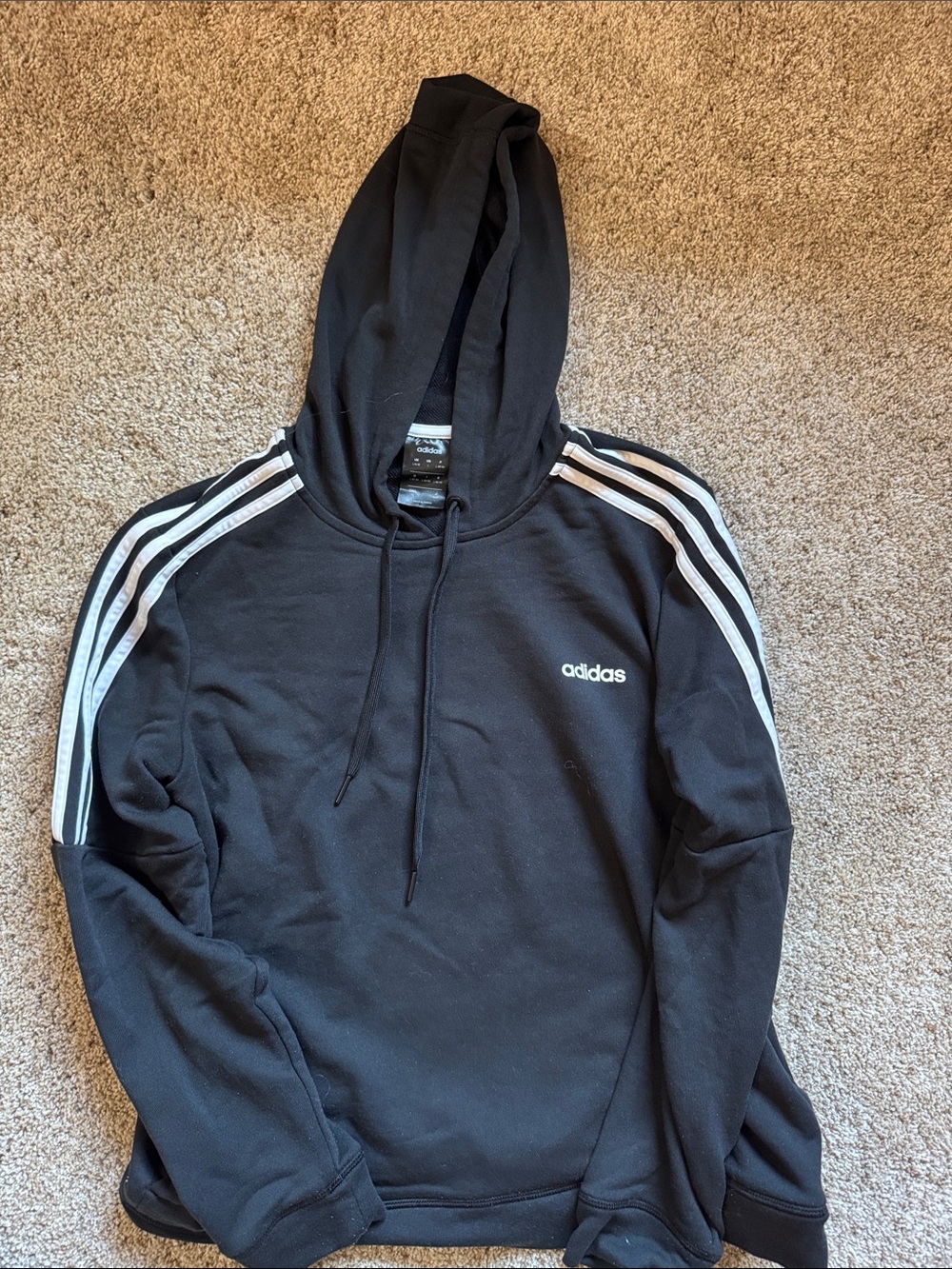 adidas Black Hoodie with White Shoulder Stripes